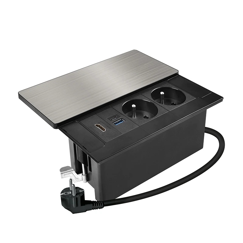 Vstavaný blok zásuviek s posuvným krytom, 2 zásuvky, Hdmi, Usb A+c 20W Pd