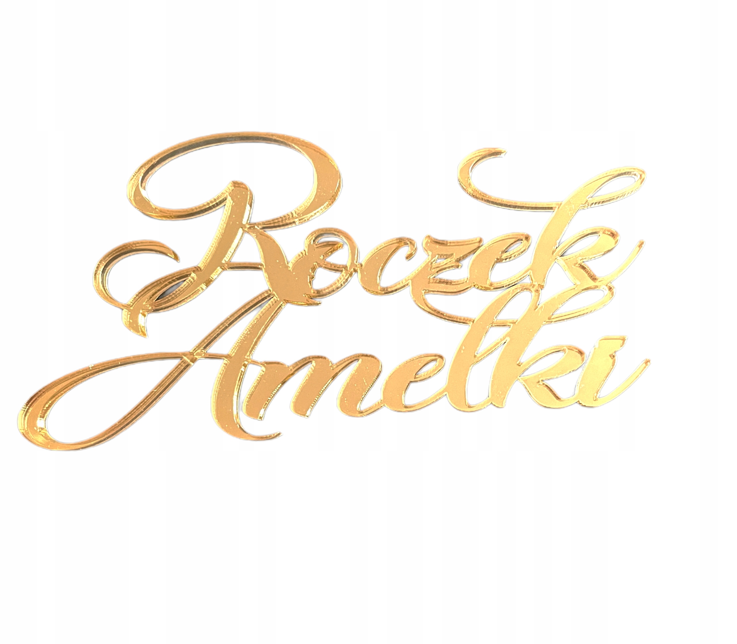 

Topper Na Bok tortu Roczek Imię Złote Lustro