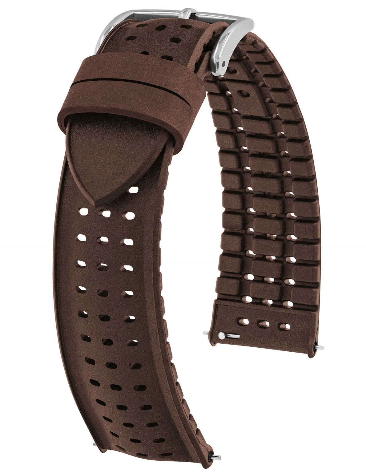 Hnědý Kaučukový Voděodolný Řemínek Pro Hodinky Hirsch Premium Nyad L 20 mm