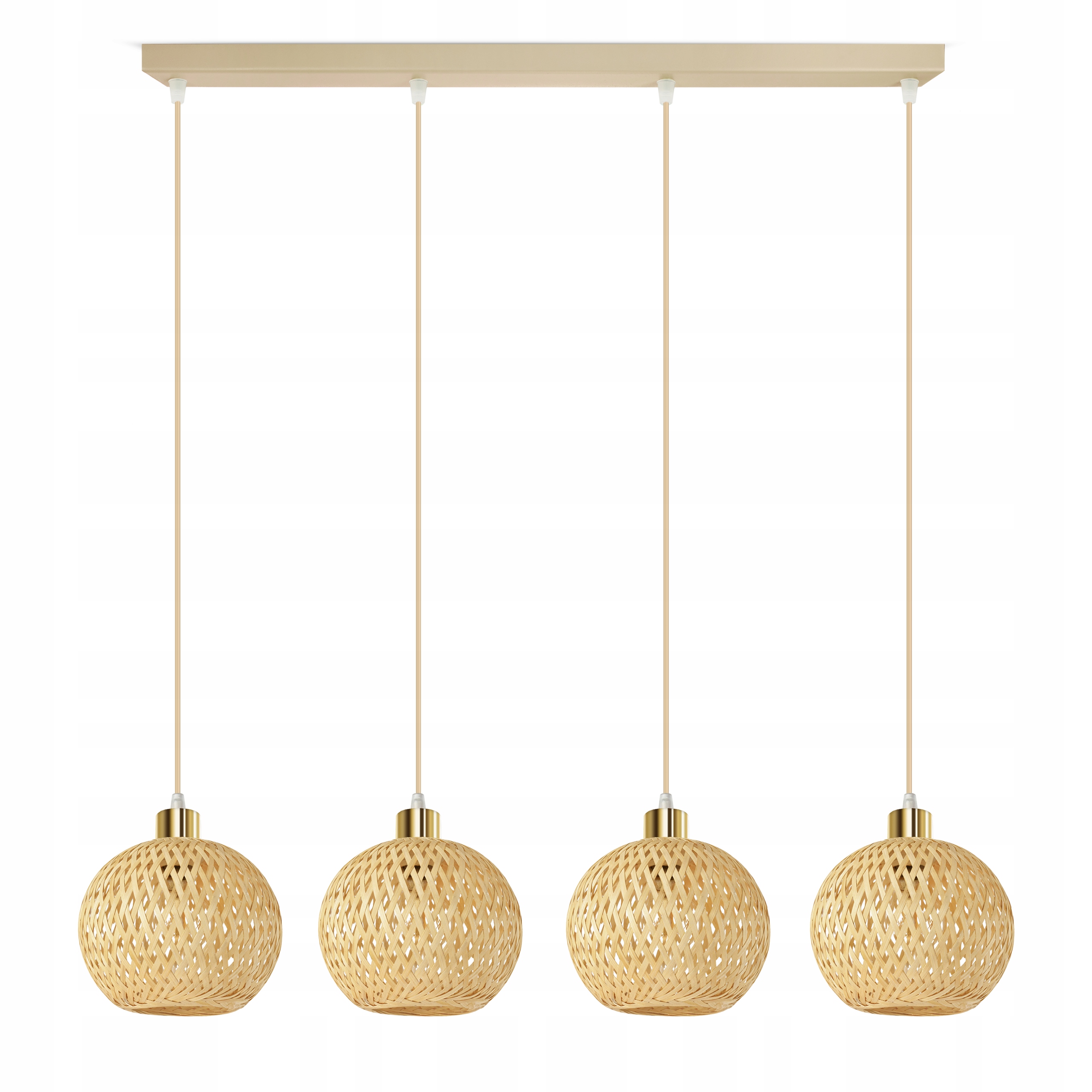 Závěsná lampa Rattan Béžová Boho 4xE27 Nastavitelná výška Obývací pokoj Nad stolem