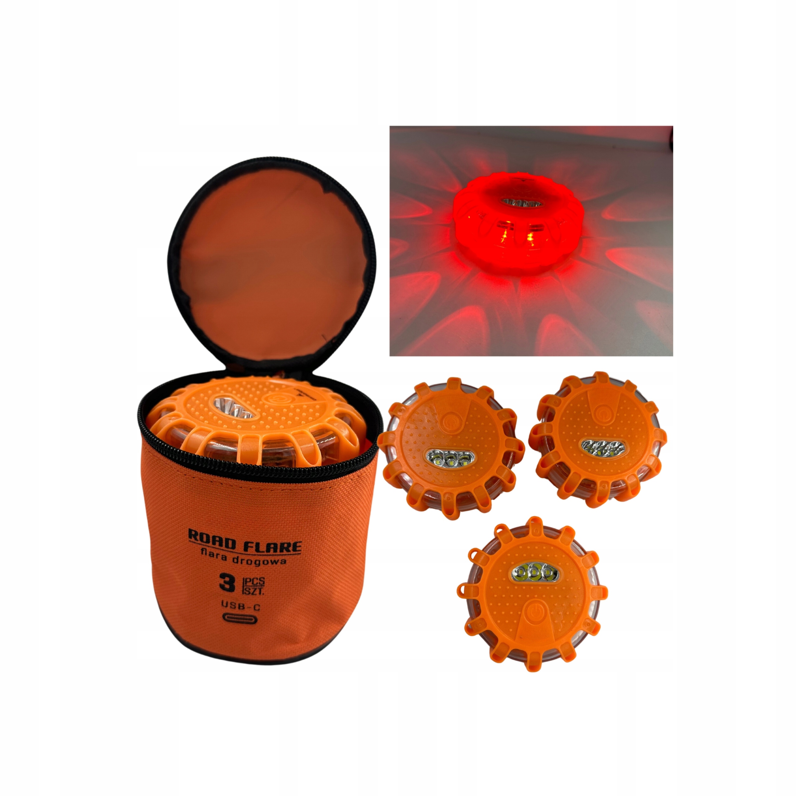 Led výstražná lampa 12 Led 3 Led 3 ks nabíjecí kabel C Adr