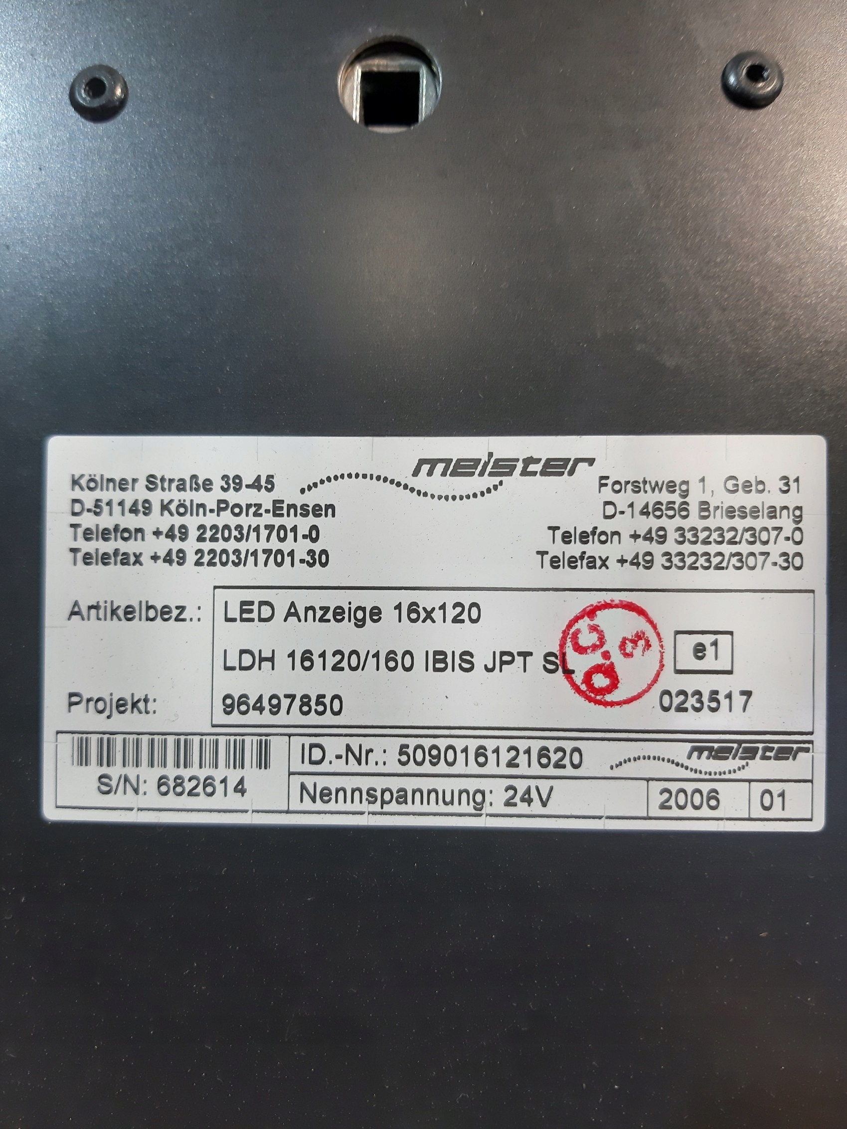 display Meister LED 509016121620 IBIS LDH 19x120