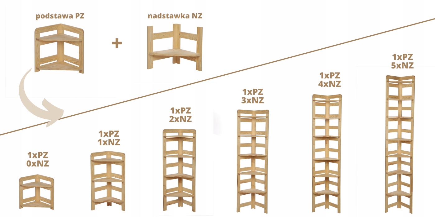 Regał na książki Modułowy BERDO 38,4x80x34,4 1P Wysokość mebla 38 cm