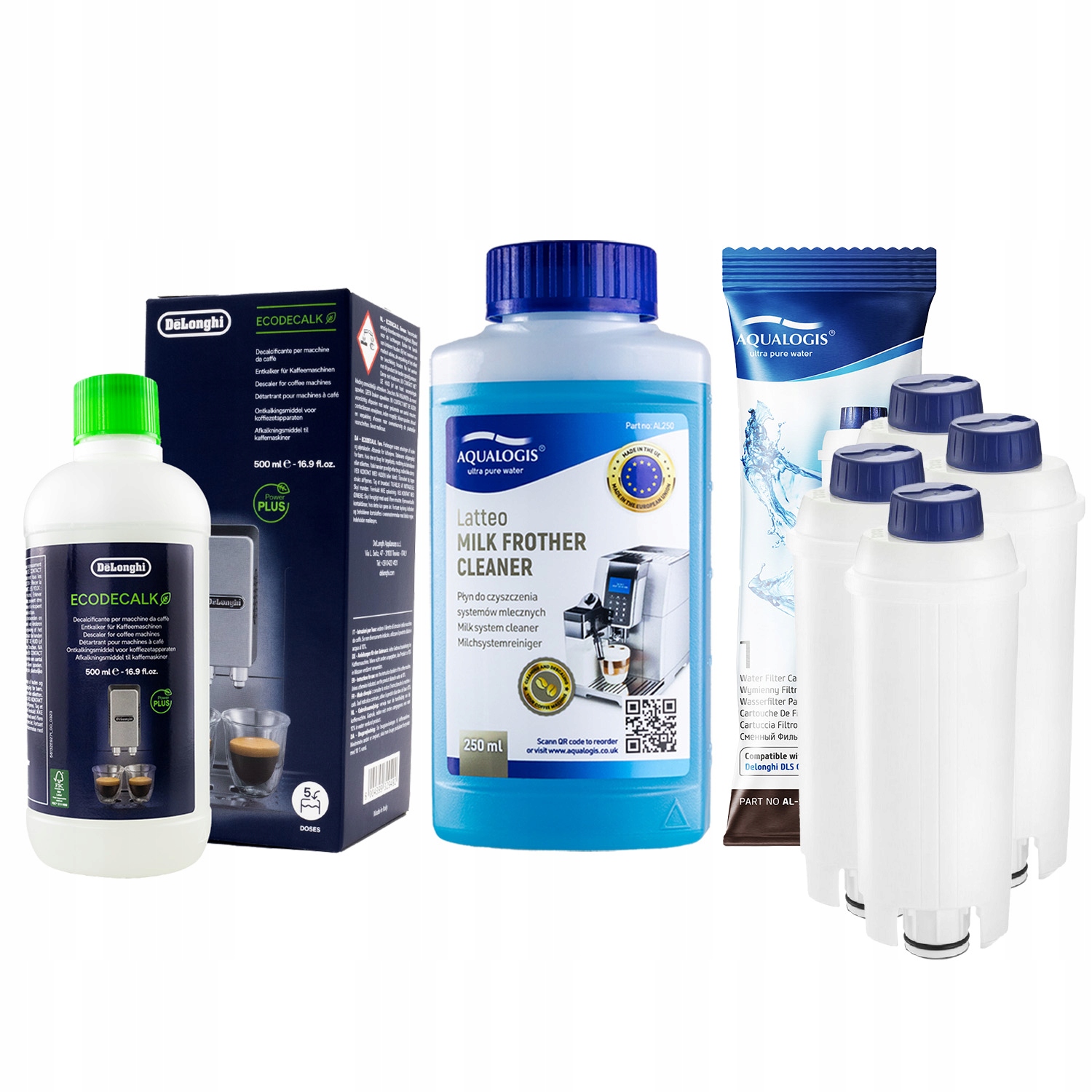 4x Filtr do kávovaru Delonghi AL-S002 EcoDecalk 500 ml Tekutina 250 ml