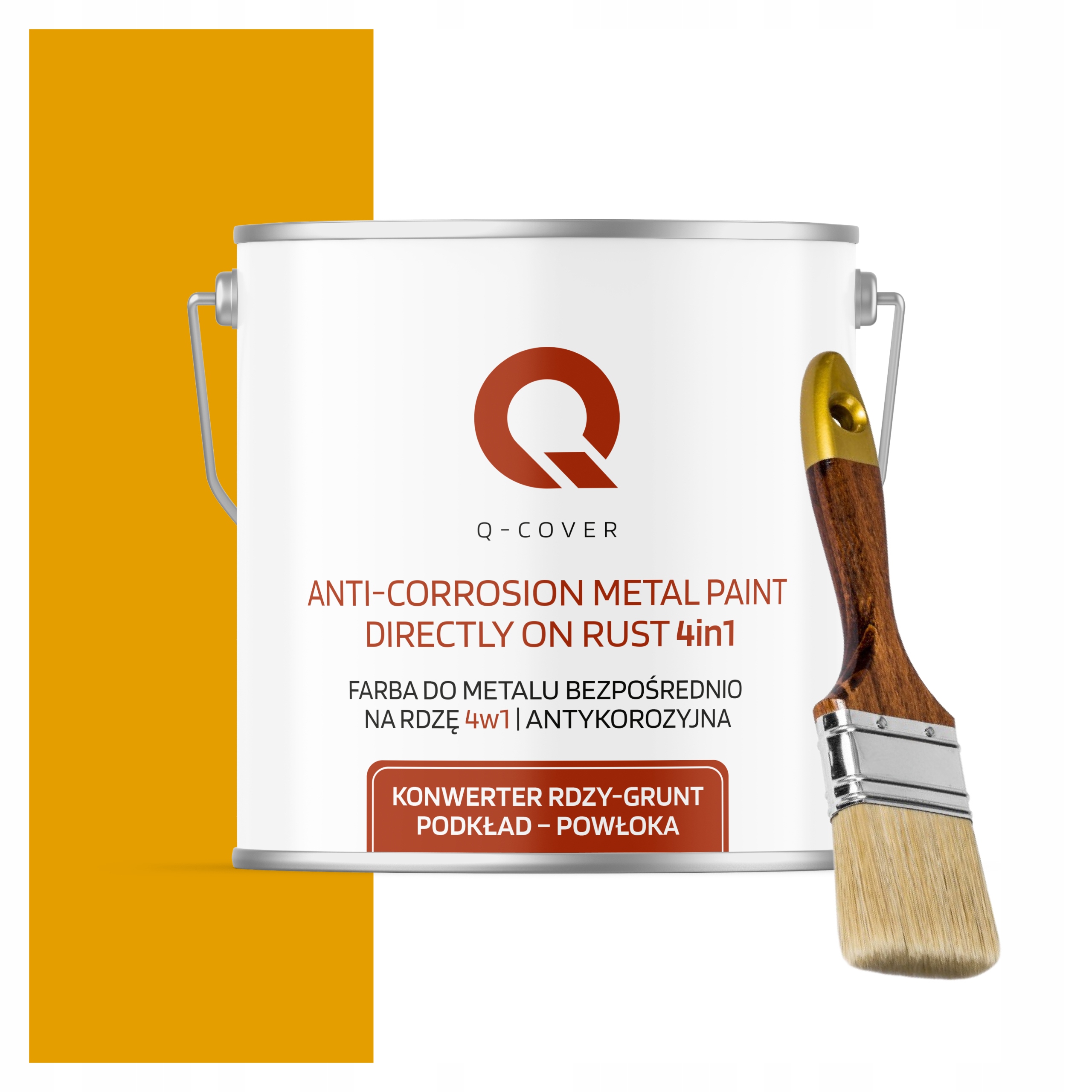 Farba na kov Antikorózna 5L Polomatná Farba Žltá Zlatá Štetec Ral 1004