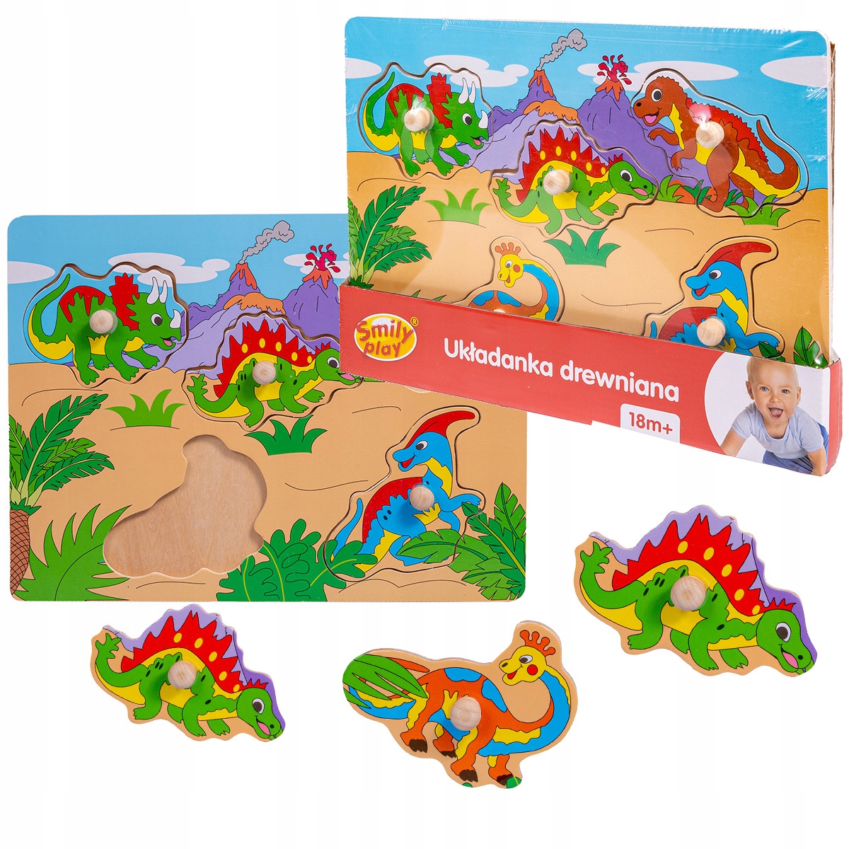

Układanka Drewniana Puzzle Uchwyty Dinozaury