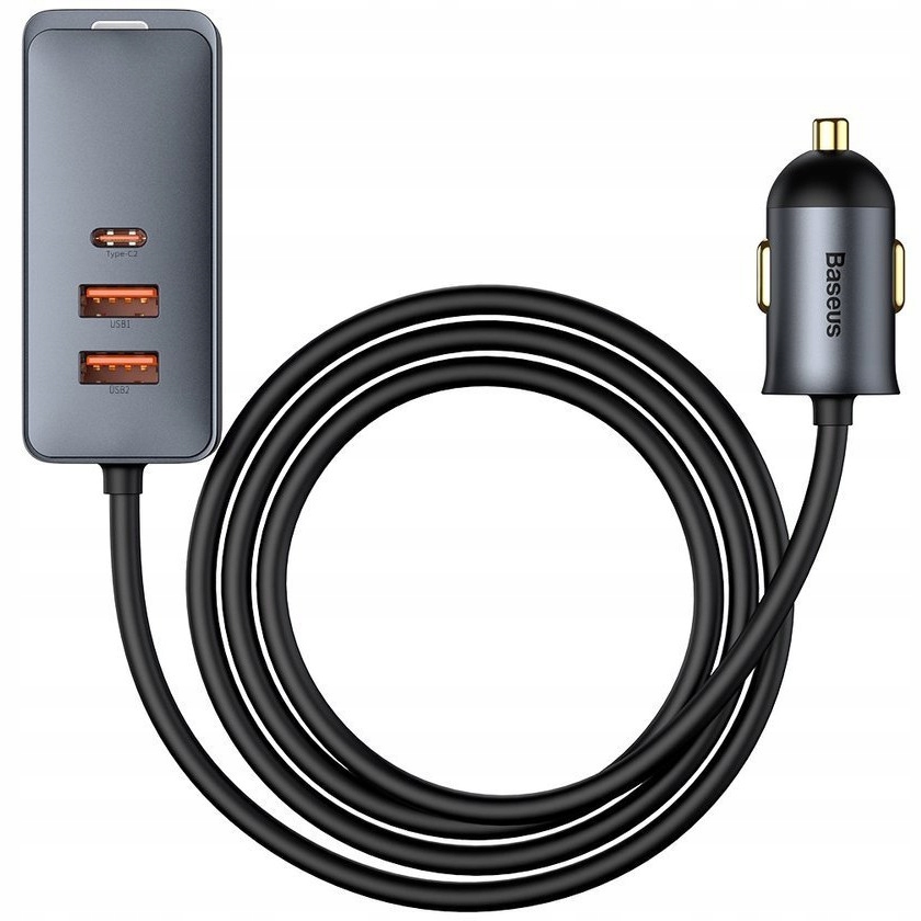Автомобільний зарядний пристрій з концентратором 2xUSB +2xUSB-c 120W