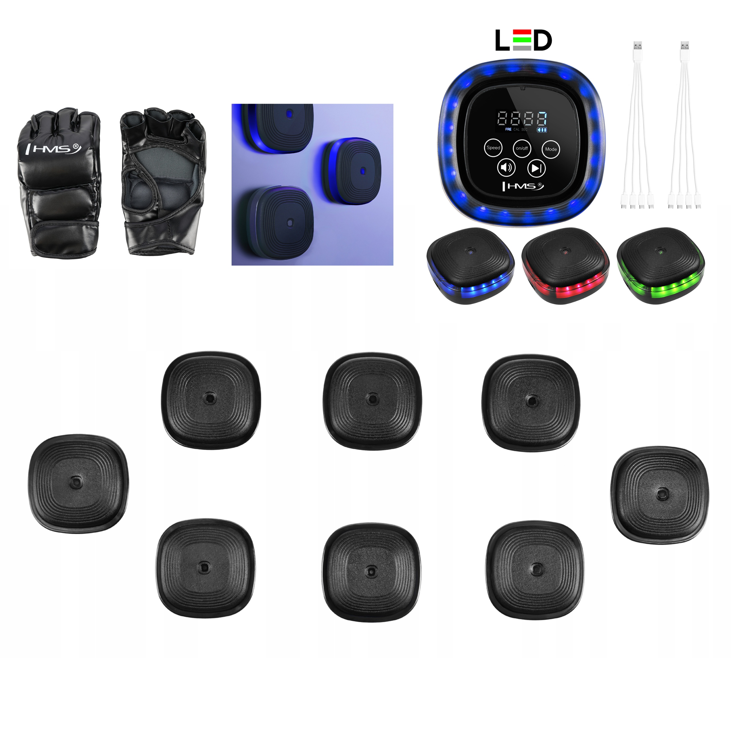 Nástěnná boxovací deska Bluetooth, hudební Led rukavice Mma Hms