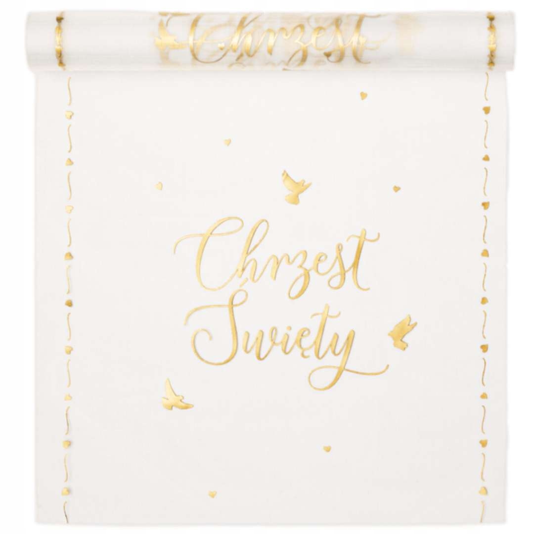 

Chrzest święty Bieżnik złoty na stół organza