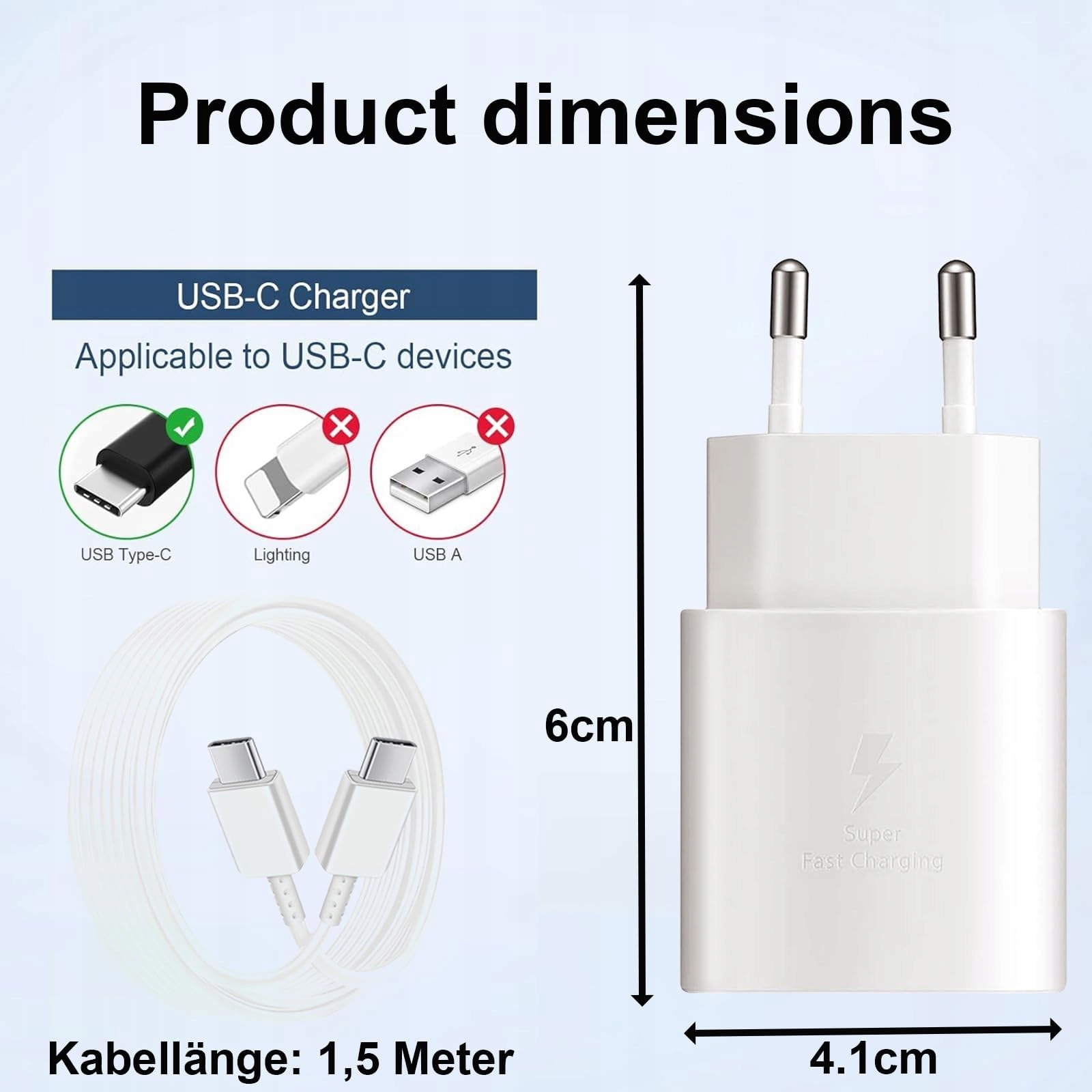 Samneer 25W USB-C Ładowarka do Galaxy A54 A53 A34 A33 A14 M54 M53 M33 — miniatura 5
