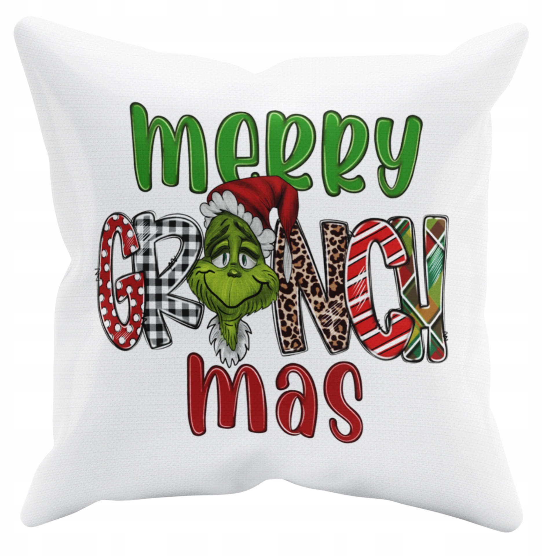 POSZEWKA NA PODUSZKĘ JAŚKA DO PRZEDSZKOLA GRINCH ŚWIĘTA + IMIĘ GRATIS Kolor dominujący biel
