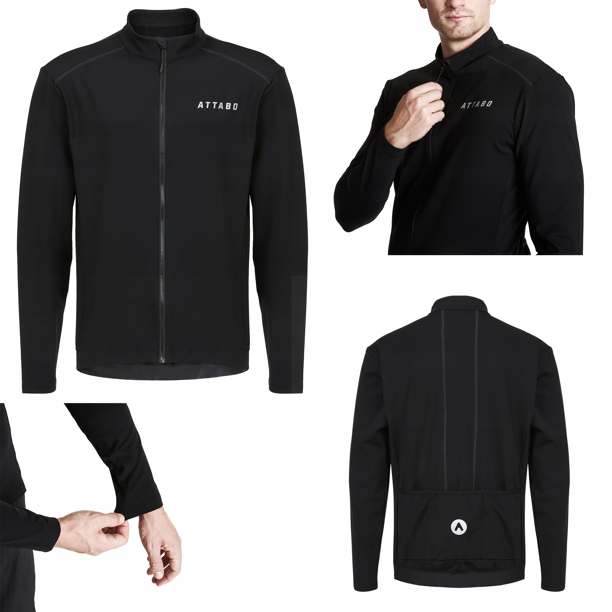 Bluza rowerowa męska Attabo Fleero Ref ocieplana czarny M