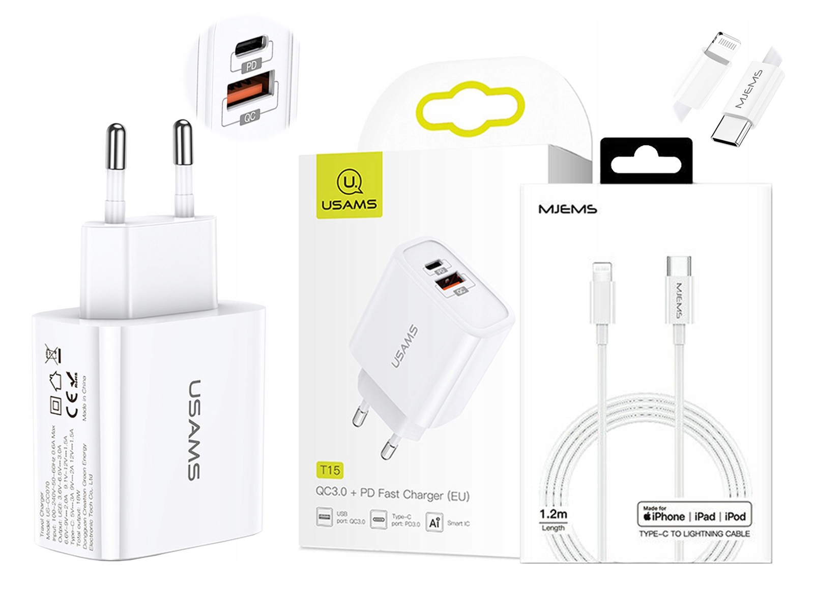 

Szybka Ładowarka 18W QC3 + Kabel Do Iphone Xs Max