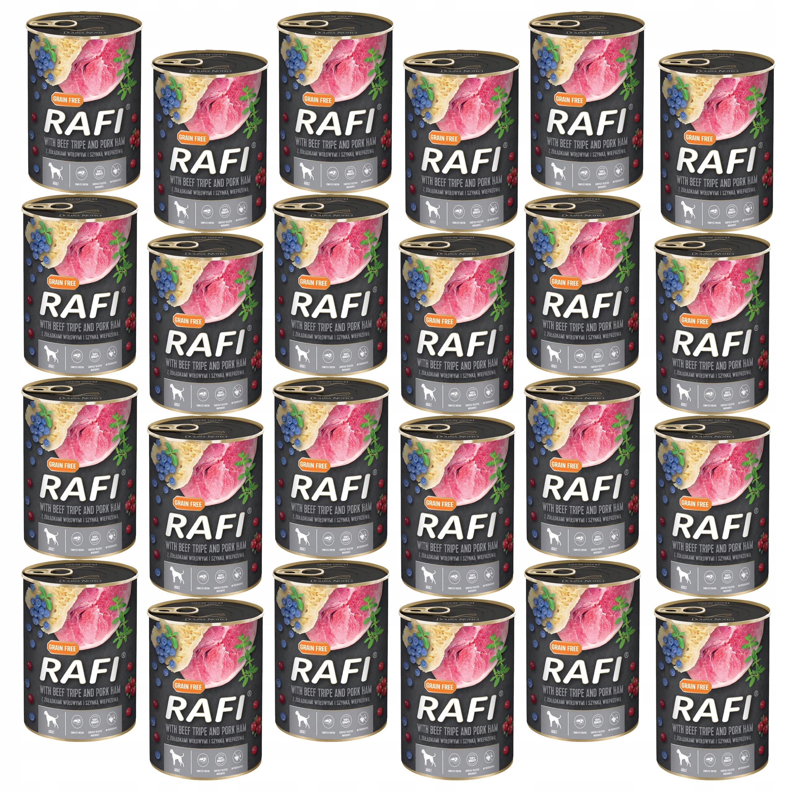 Levně Dolina Noteci Rafi Krmivo mokré pro psa Hovězí Žaludky 24 x 400 g