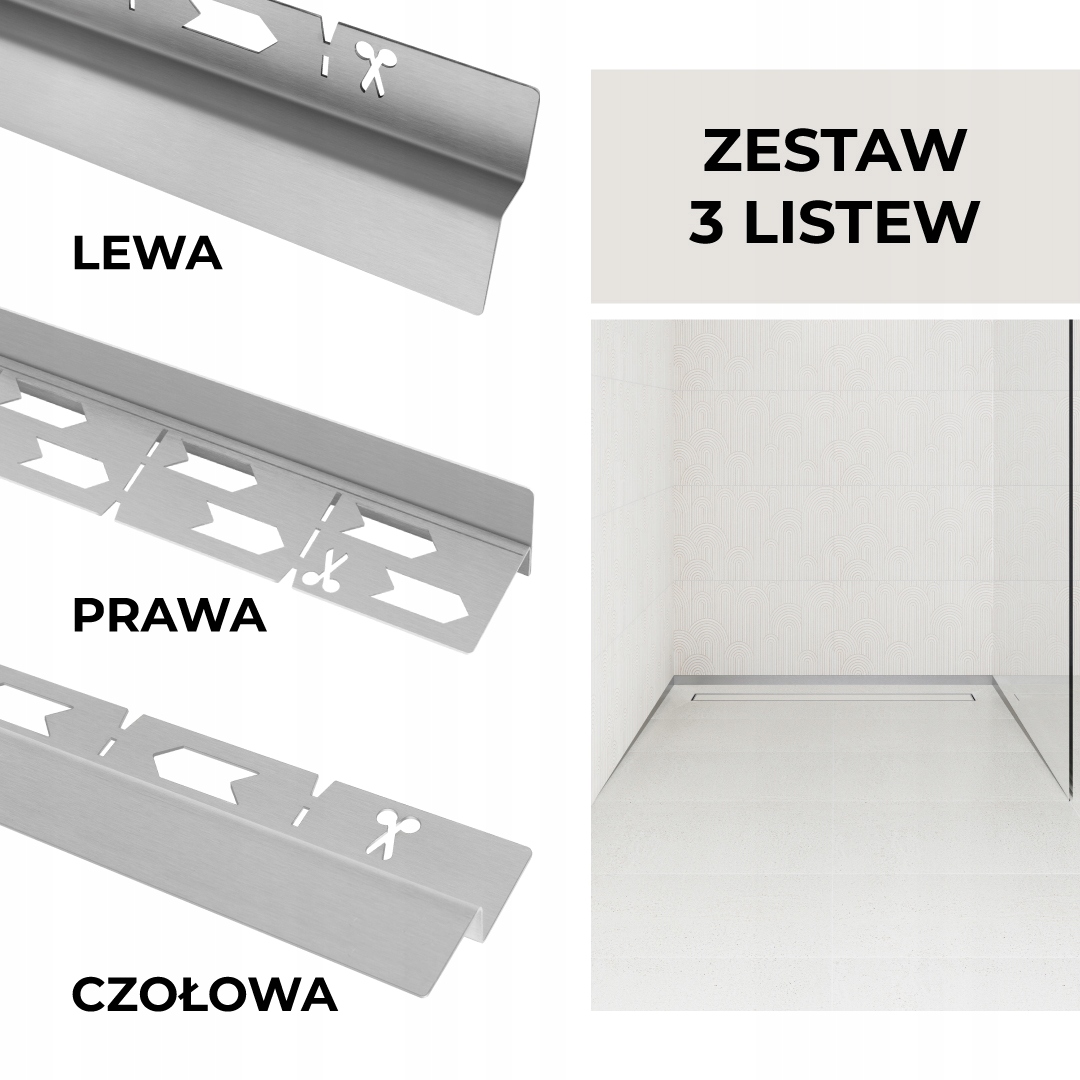 Sada lišt pro odtok Vogi Čelní Spádová Nástěnná 120 cm