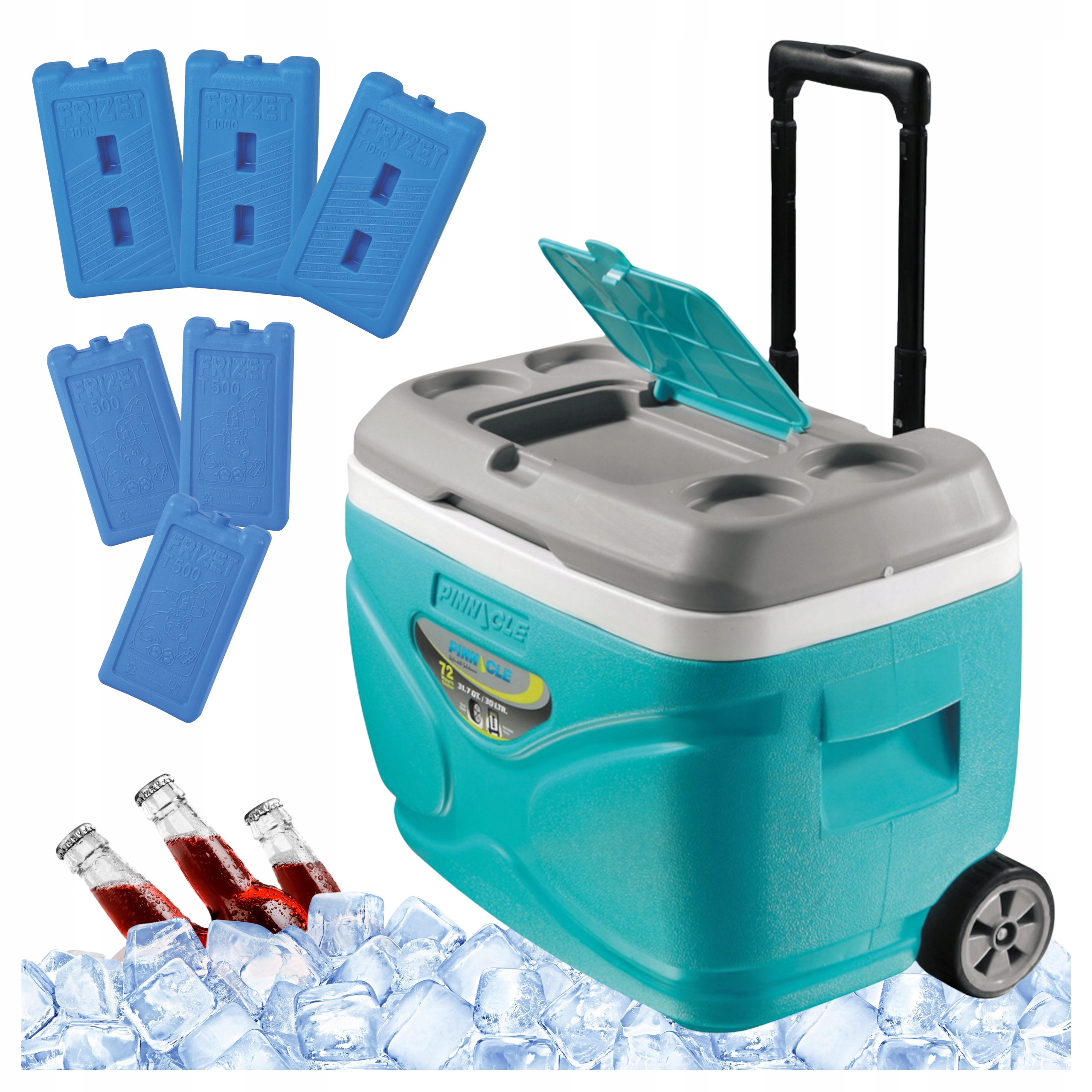 Turistická lednička s kolečky Pinnacle 30 l hydra 6 náplní 3x 1000 ml 3x 500 ml