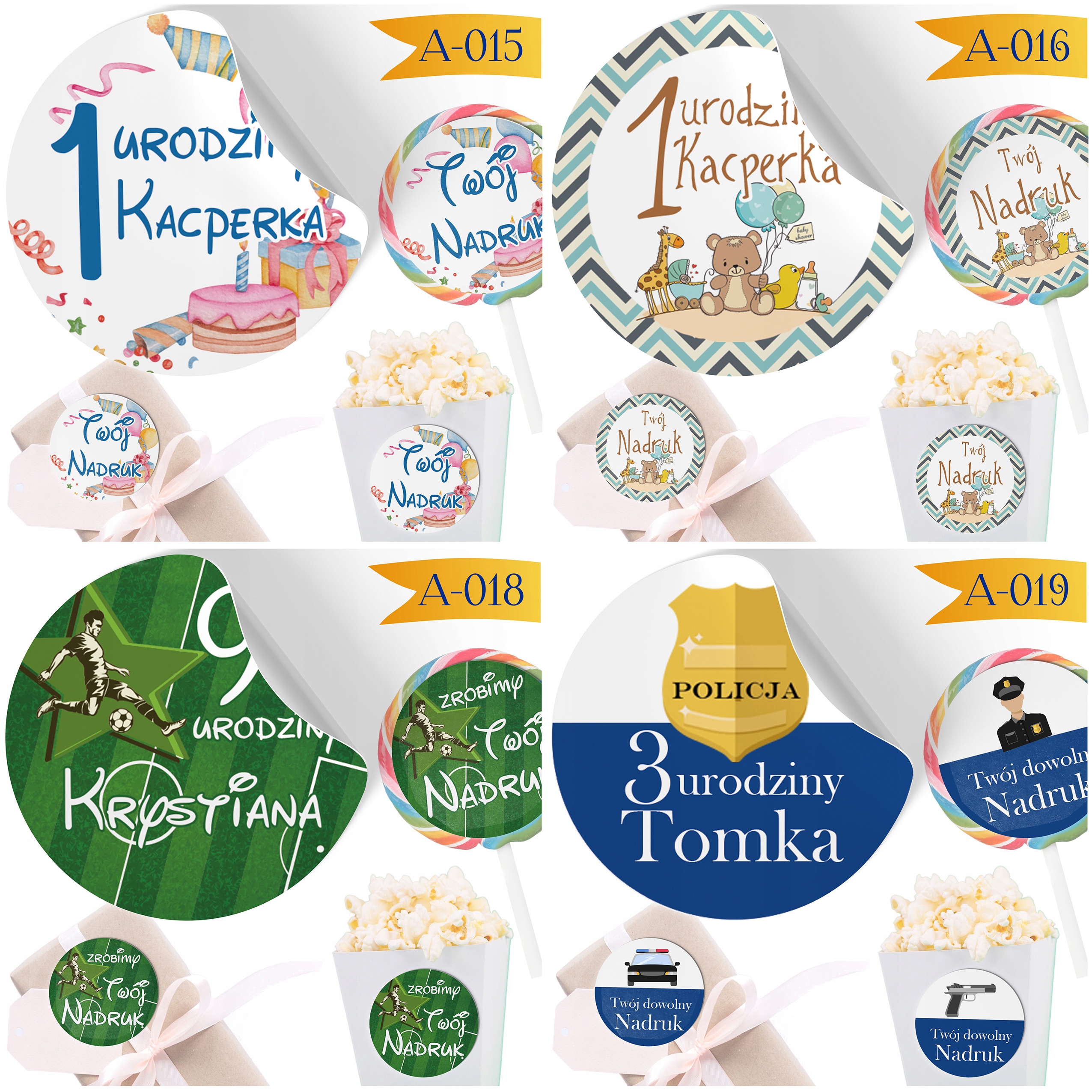 TOREBKI + NAKLEJKI NA CUKIERKI PREZENT URODZINY DZIECI PRZEDSZKOLA - 24 SZT Liczba sztuk w opakowaniu 10