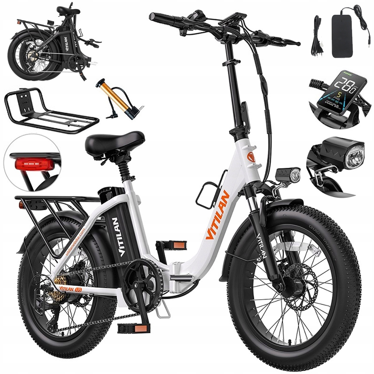 Vitilan U3 Skládací elektrický městský 750W 48V 13AH 45KM/H 120KM 20"*3.0"