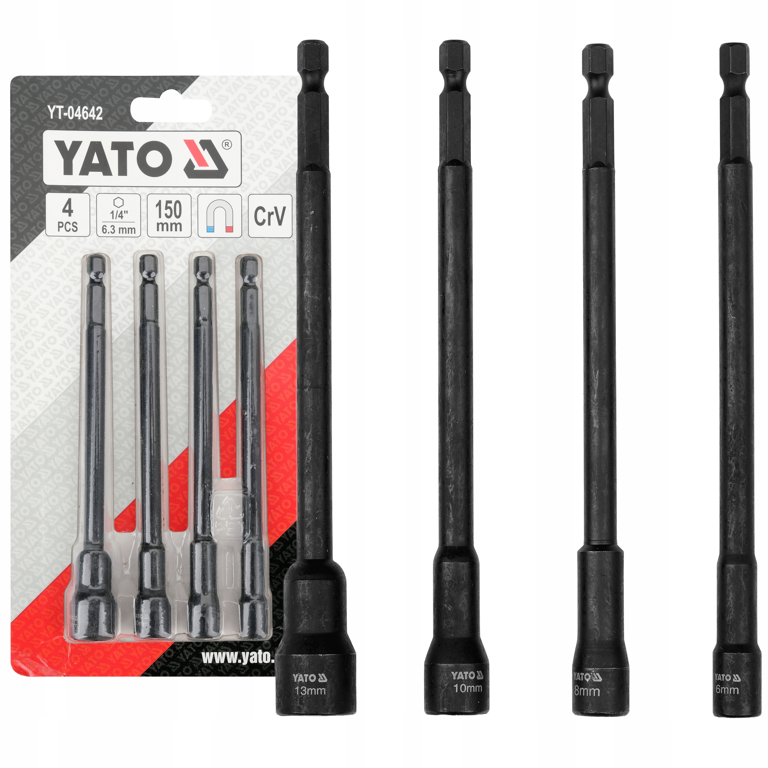 Klucze Nasadowe Magnetyczne Na Wkrętarkę Hex Zestaw 6 Szt. 6-13 mm Yato