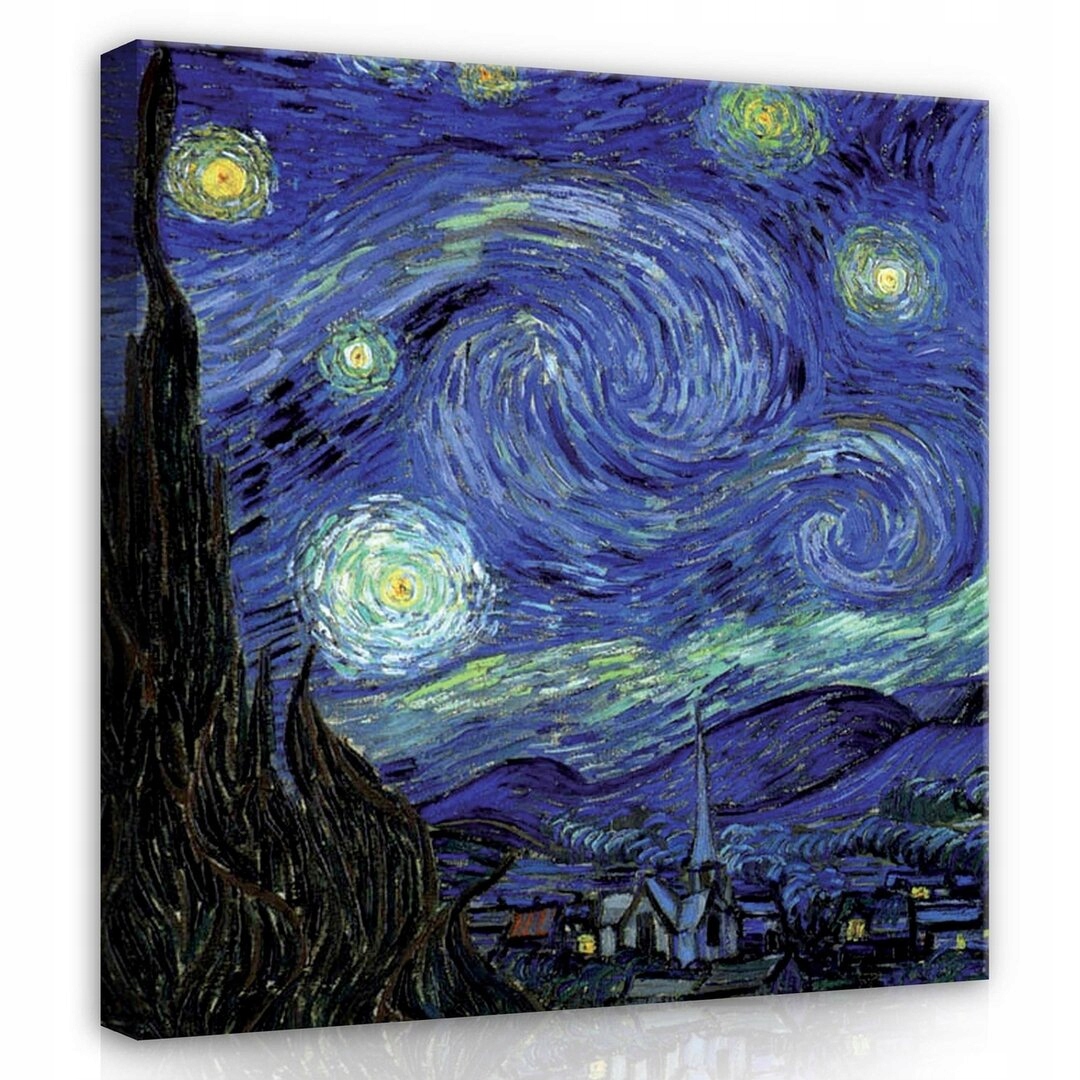 Obraz 80x80 Hvězdná noc Van Gogh noční krajina obloha hvězdy měsíc