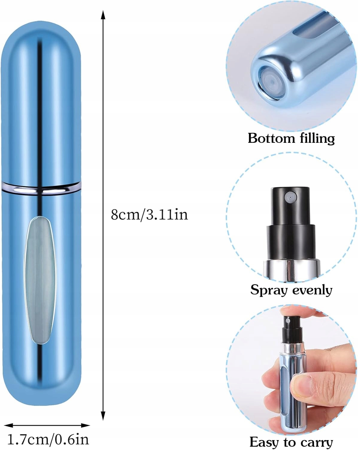 ATOMIZER PODRÓŻNY DO PERFUM FIOLKA do torebki samochodu samolotu 5ml Kod producenta Atomizer