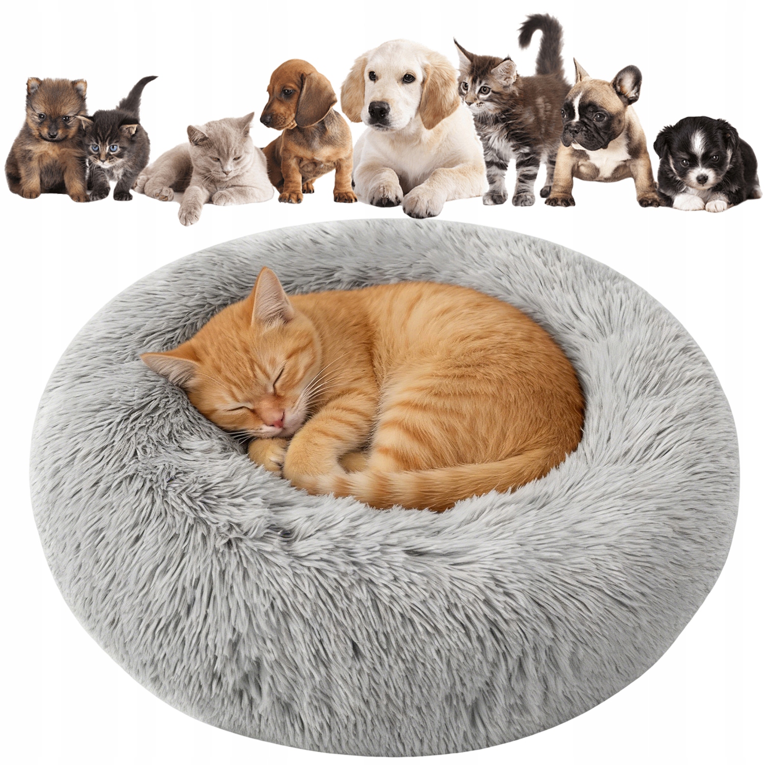 Levně Pelíšek Pro Psa A Kočku 60X60X20 CM, Teplé, Plyšové, Vysoké Boky, Šedé