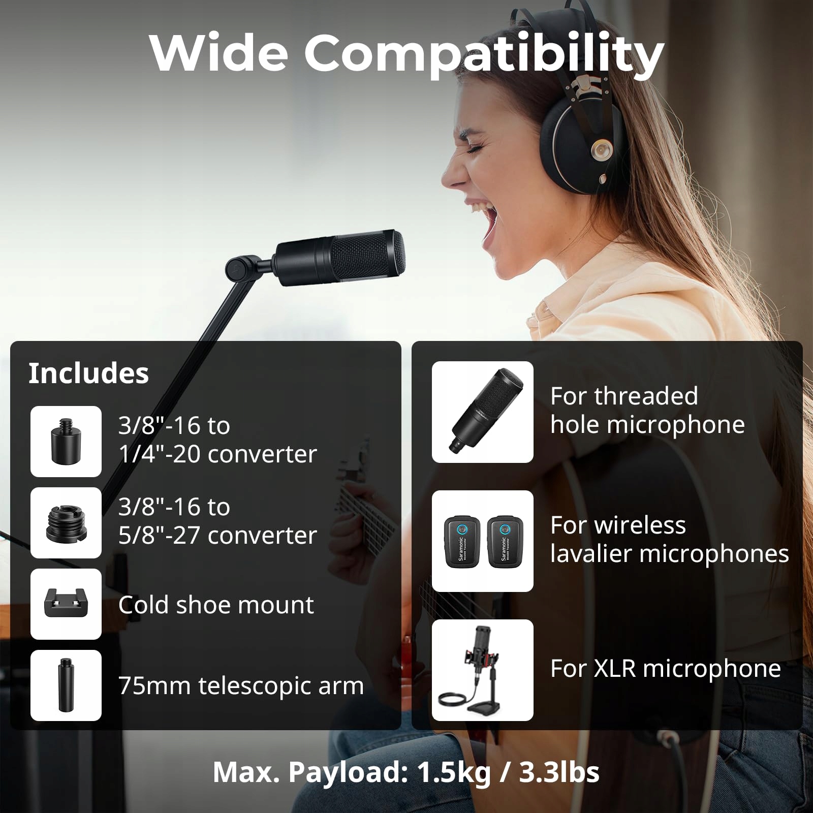 SMALLRIG Mikrofonowy Statyw 360° z Hydrauliką do Podcastów i Streamingu — miniatura 6