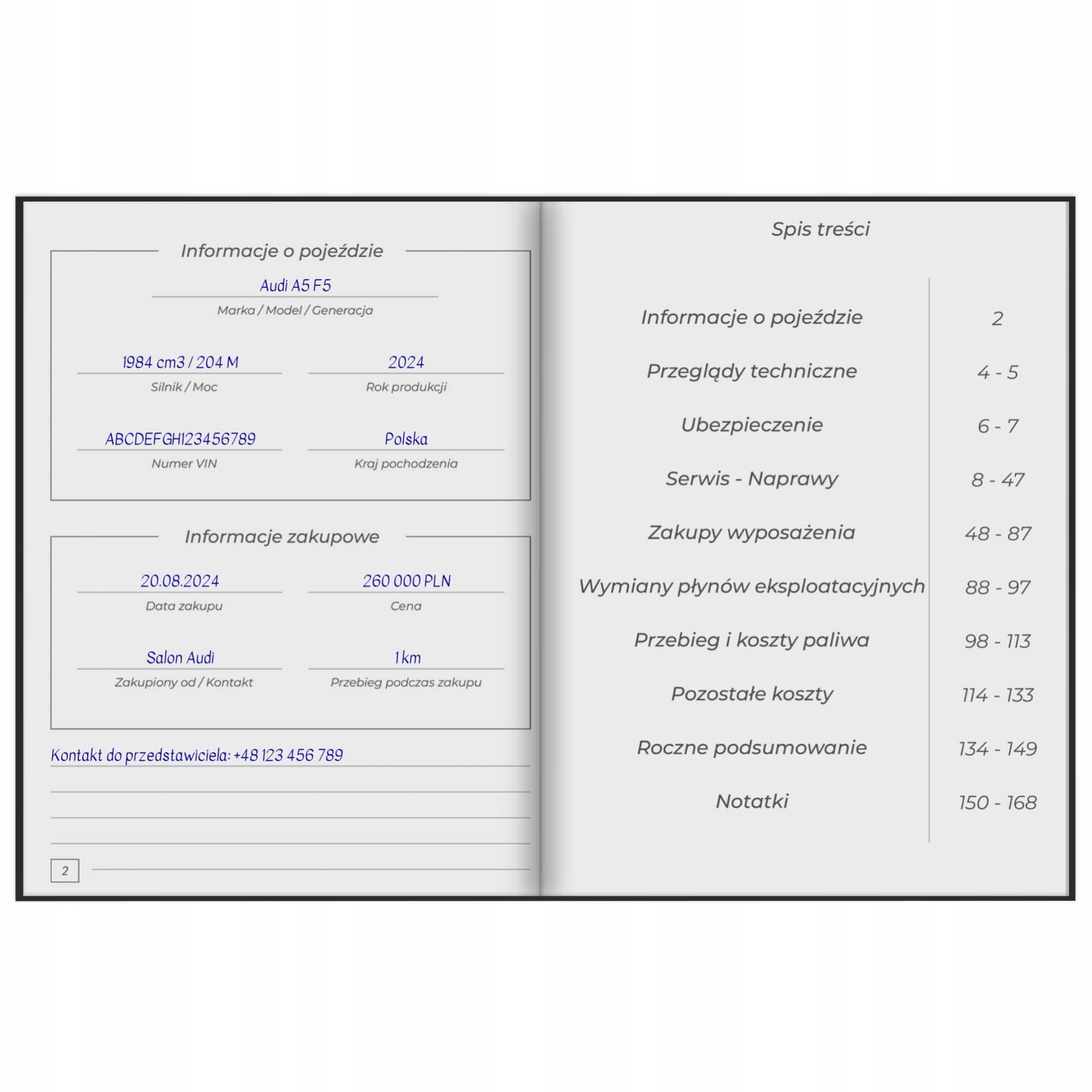 MOTO ORGANIZER NOTES KSIĄŻKA SERWISOWA NAPRAWY PALIWO KOSZTY NOTATNIK DANE Okładka twarda