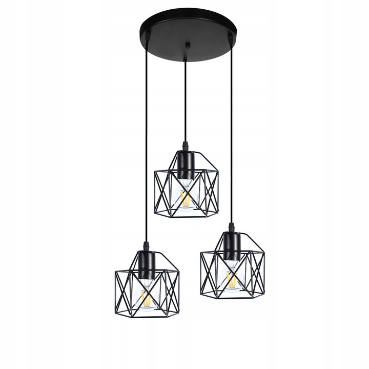 Závěsná lampa Loft Brilant kulatá černá kovová 3xE27