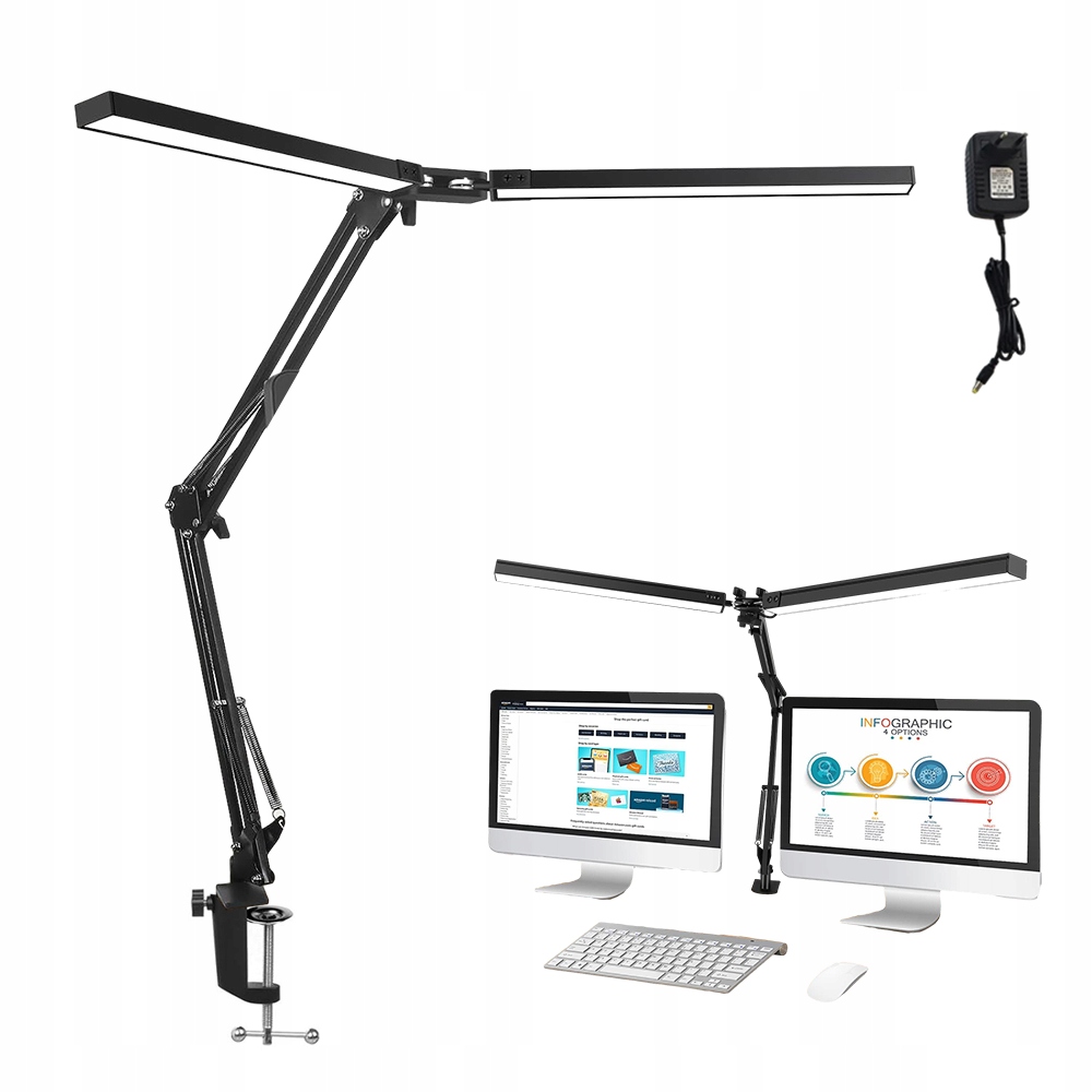 Led Dvojitá Noční Stolní Lampa Pro Výuku Čtení, Kancelářské Osvětlení