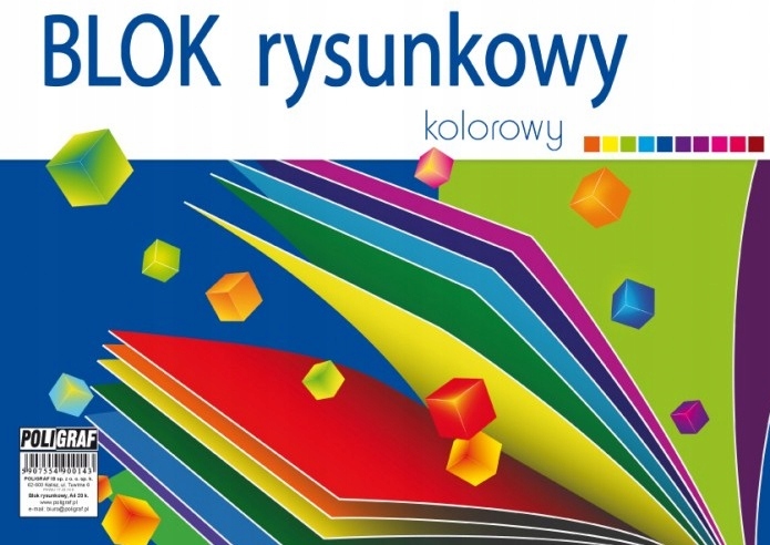 

Blok rysunkowy z kolorowymi kartkami A4 Poligraf