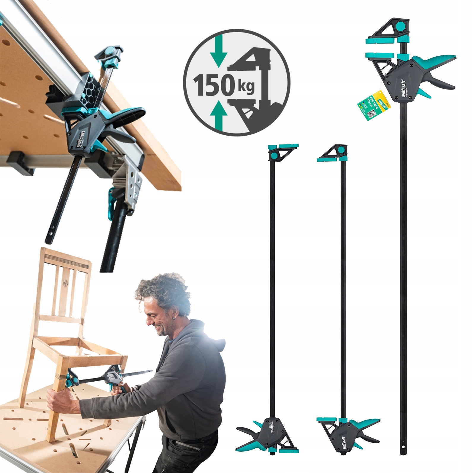 Ścisk Stolarski Rozpierak Jednoręczny Pro Ergo 915mm 3094000 Wolfcraft