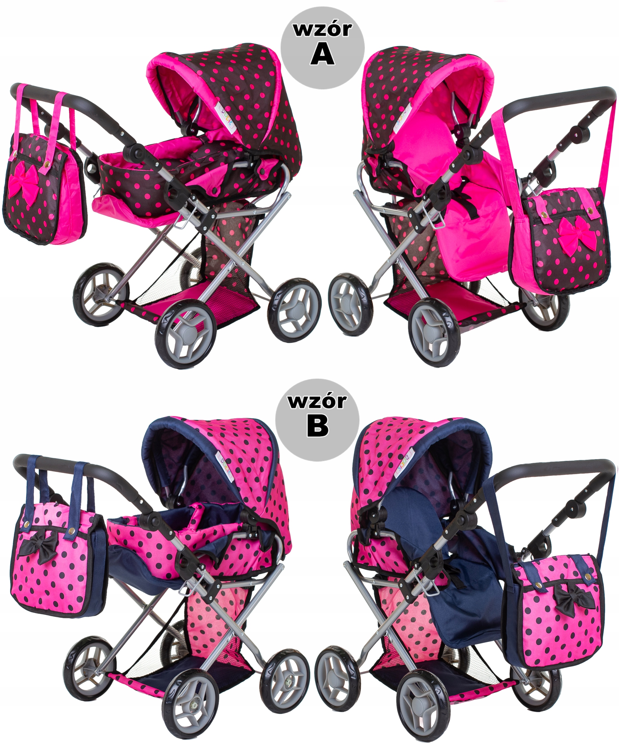 Wózek dla lalek SPACERÓWKA GŁĘBOKI GONDOLA TORBA POŚCIEL NOSIDŁO PRZEWIJAK Efekty brak