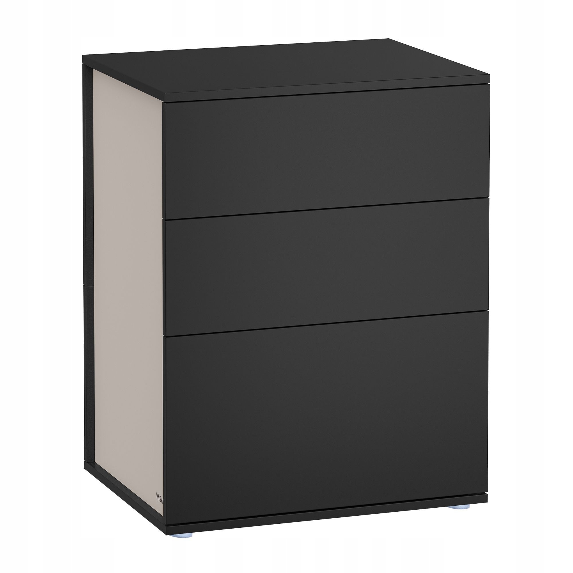 Praktická nočná skrinka s 3 zásuvkami, pomocný nočný stolík čierno-béžový