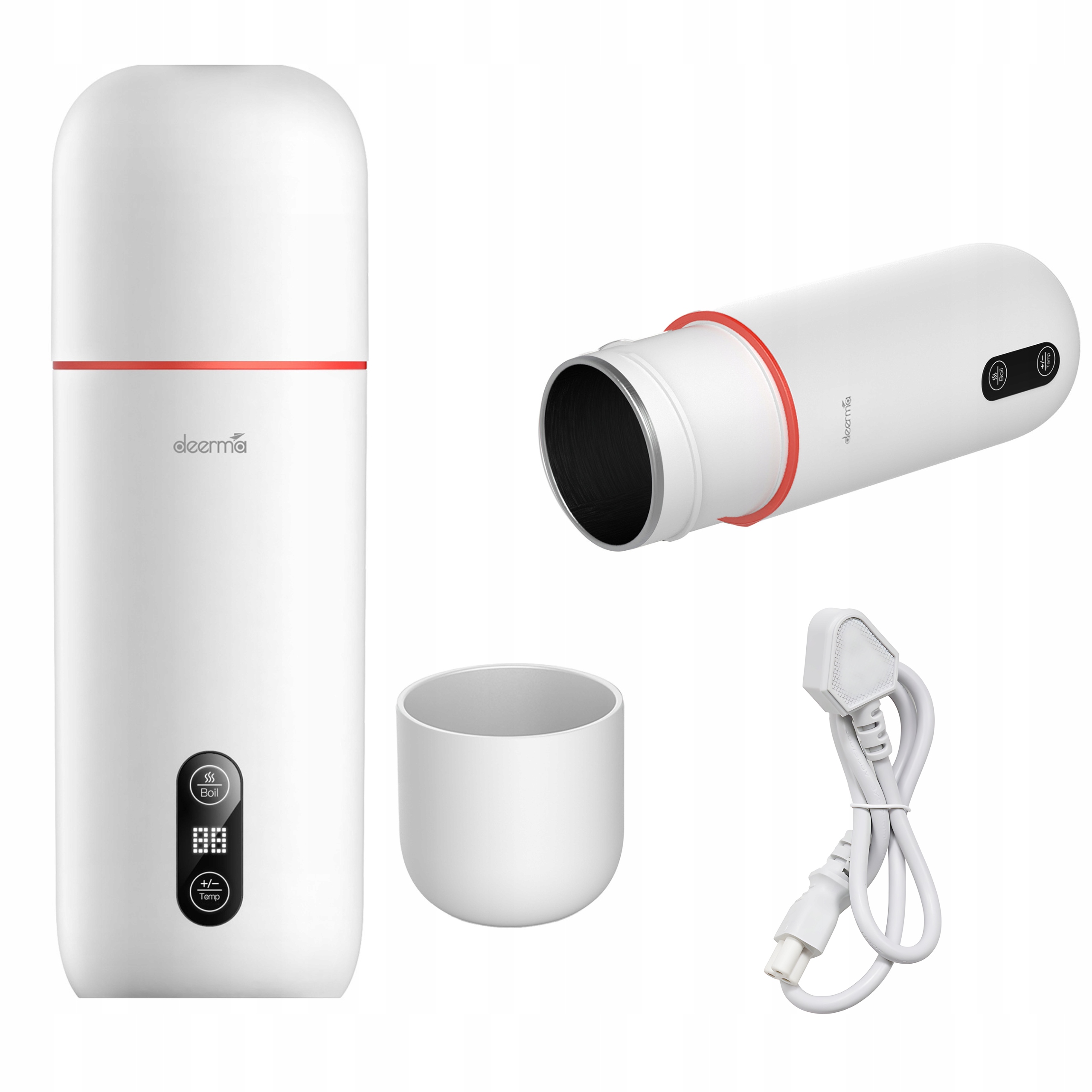Mini varná konvice Termos Elektrická s displejem Deerma 0,35 L Bílá 300 W