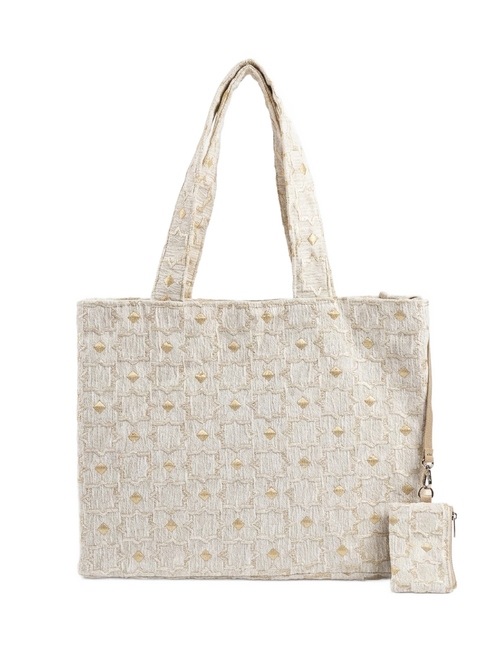 Dámská velká kabelka A4 shopper boho etno marocká bílá