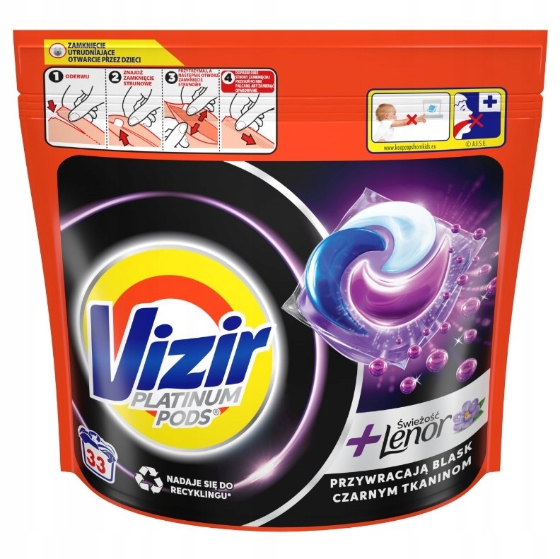 

Vizir Platinum Pods Black+Lenor 33 kapsułki prania