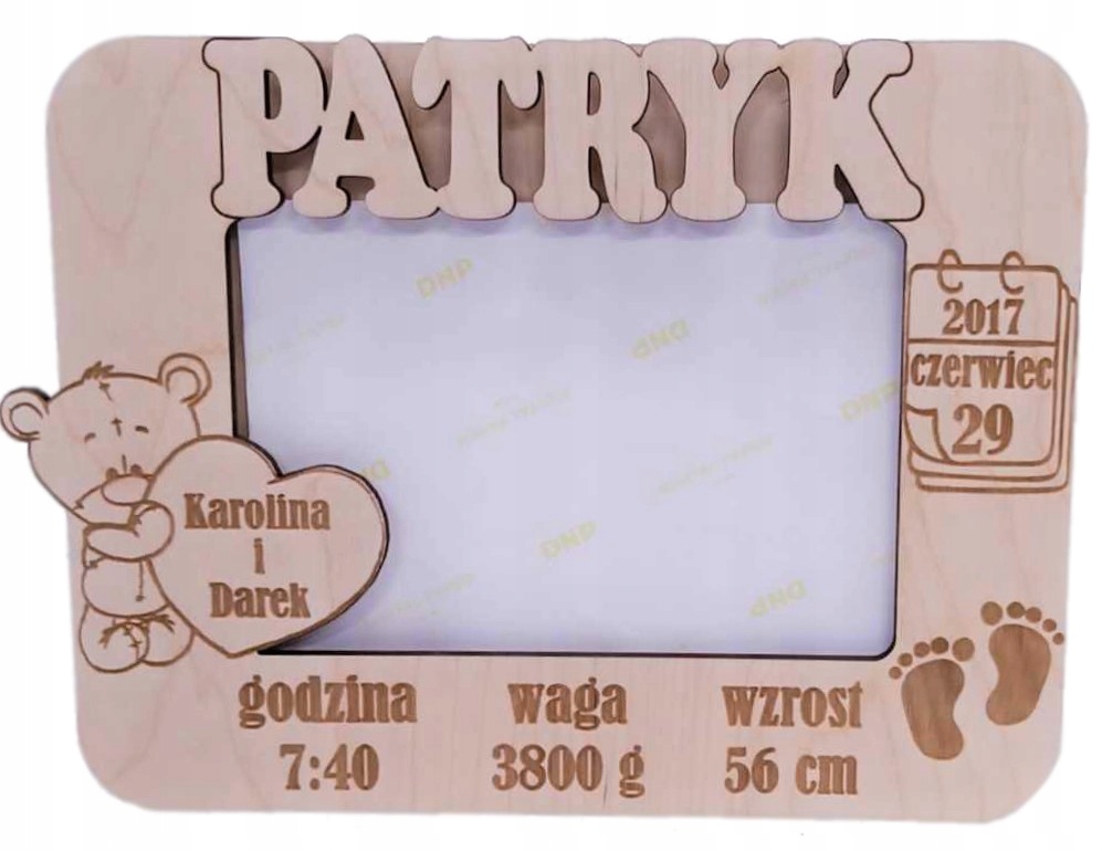 METRYCZKA Ramka na zdjęcie Prezent na Chrzest Roczek Dziadków Grawer Wysokość produktu 20 cm