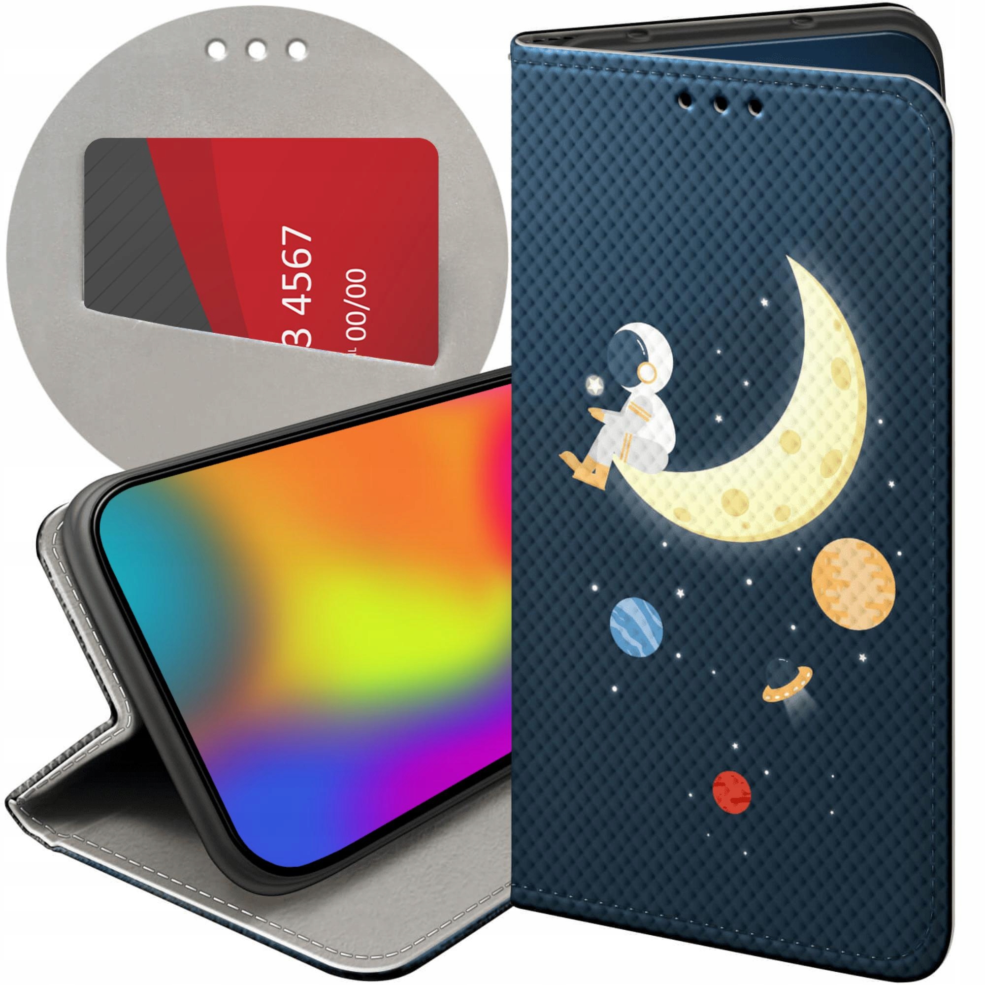 Etui Z Klapką Do Samsung Galaxy S24 Fe Księżyc Gwiazdy Kosmos Planety