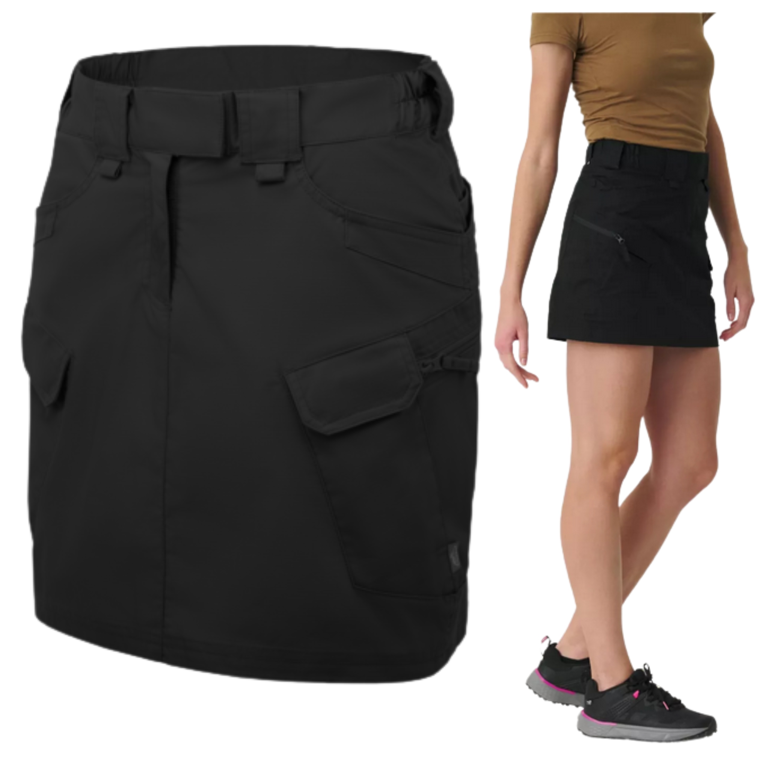 Elegantní Sukně Taktická Sukně Nad Kolena Černá Xs 28/32