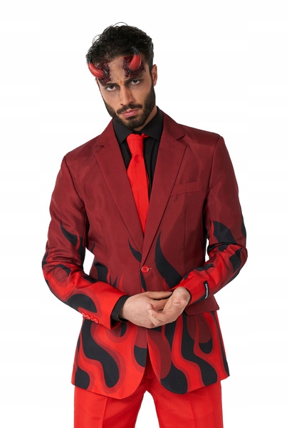 Pánský Oblek Červený Ďábel Suitmeister Deluxe Převlek Slim Fit M