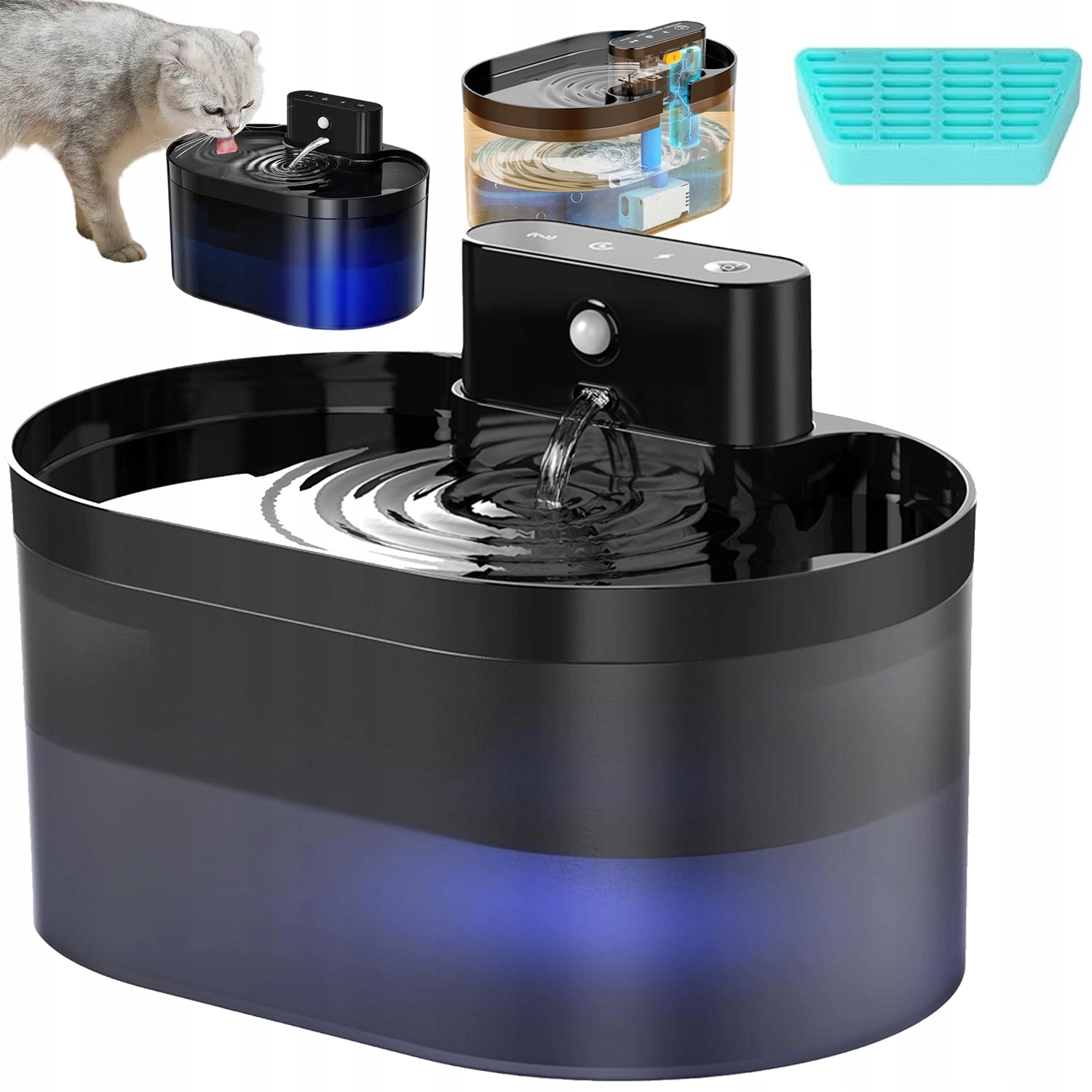 Fontána Napáječka Pro Kočky Psa Miska Automatické Napáječka Tichý filtr 2.2 l
