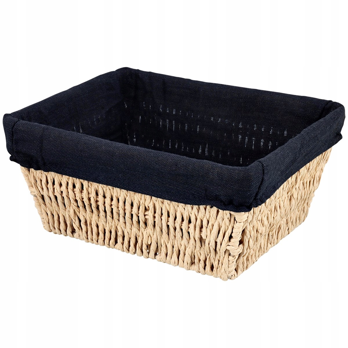KOSZYK PLECIONY KOSZ BOHO 19x23 cm CZARNY ŚRODEK