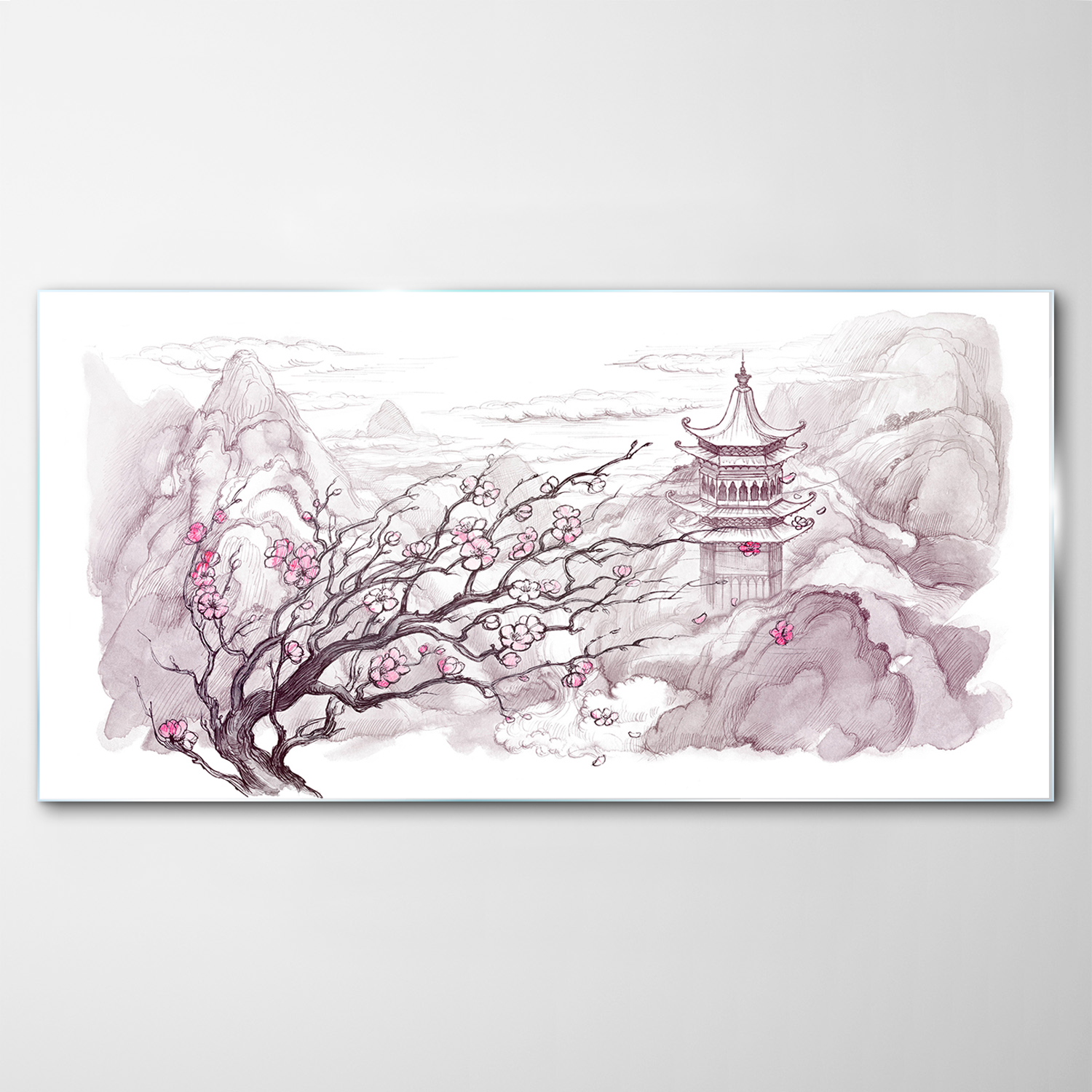 

Hartowany Obraz Szklany Art Japonia Góry 120x60