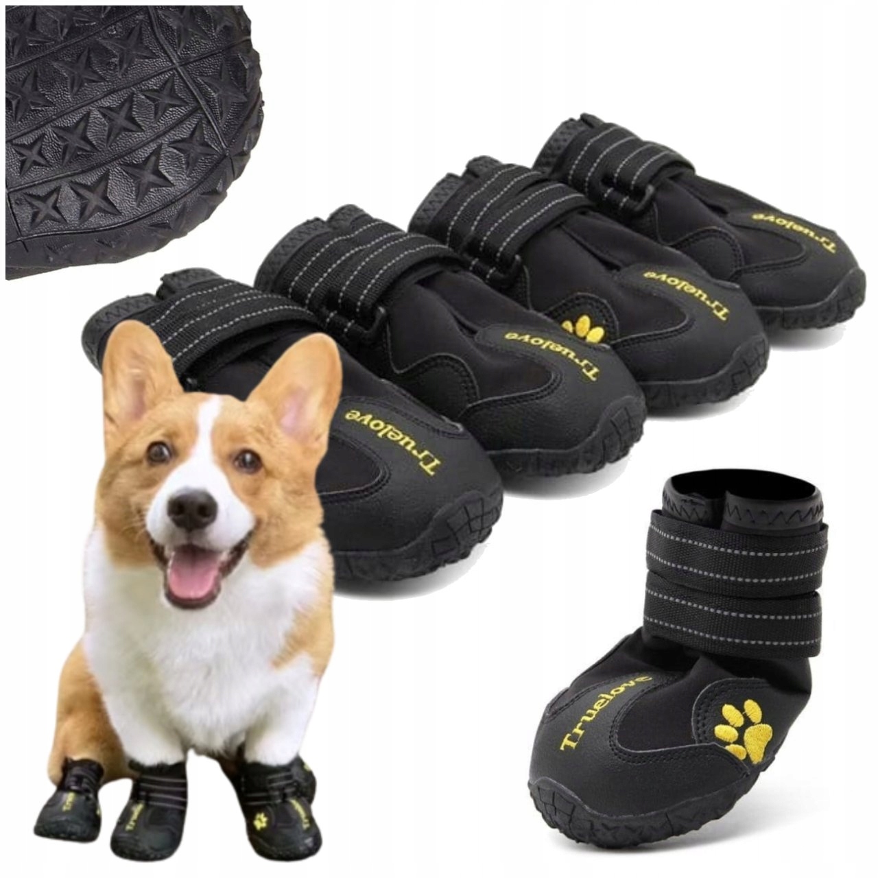 Buty Dla Psa Wodoodporne Trekking Truelove Travel 4SZT Czarne 2(XS) 4CM