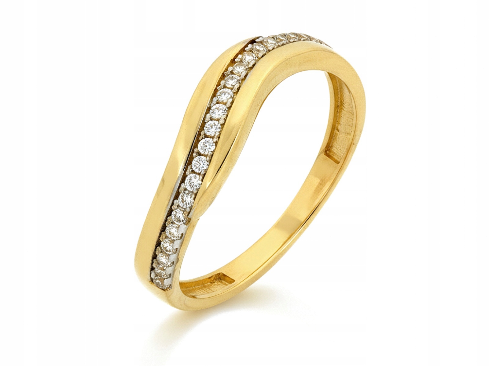 Prstýnek 585 Snubní Vlna r14 s bílým zlatem 1.43 g