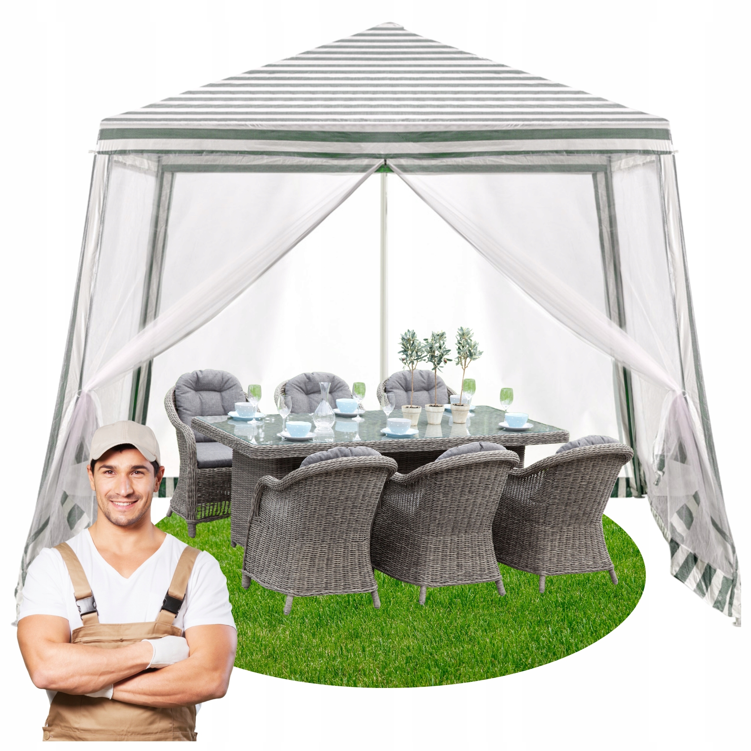 Pawilon Ogrodowy Altana Moskitiera Namiot Do Ogrodu Handlowy Imprezowy 3X3M