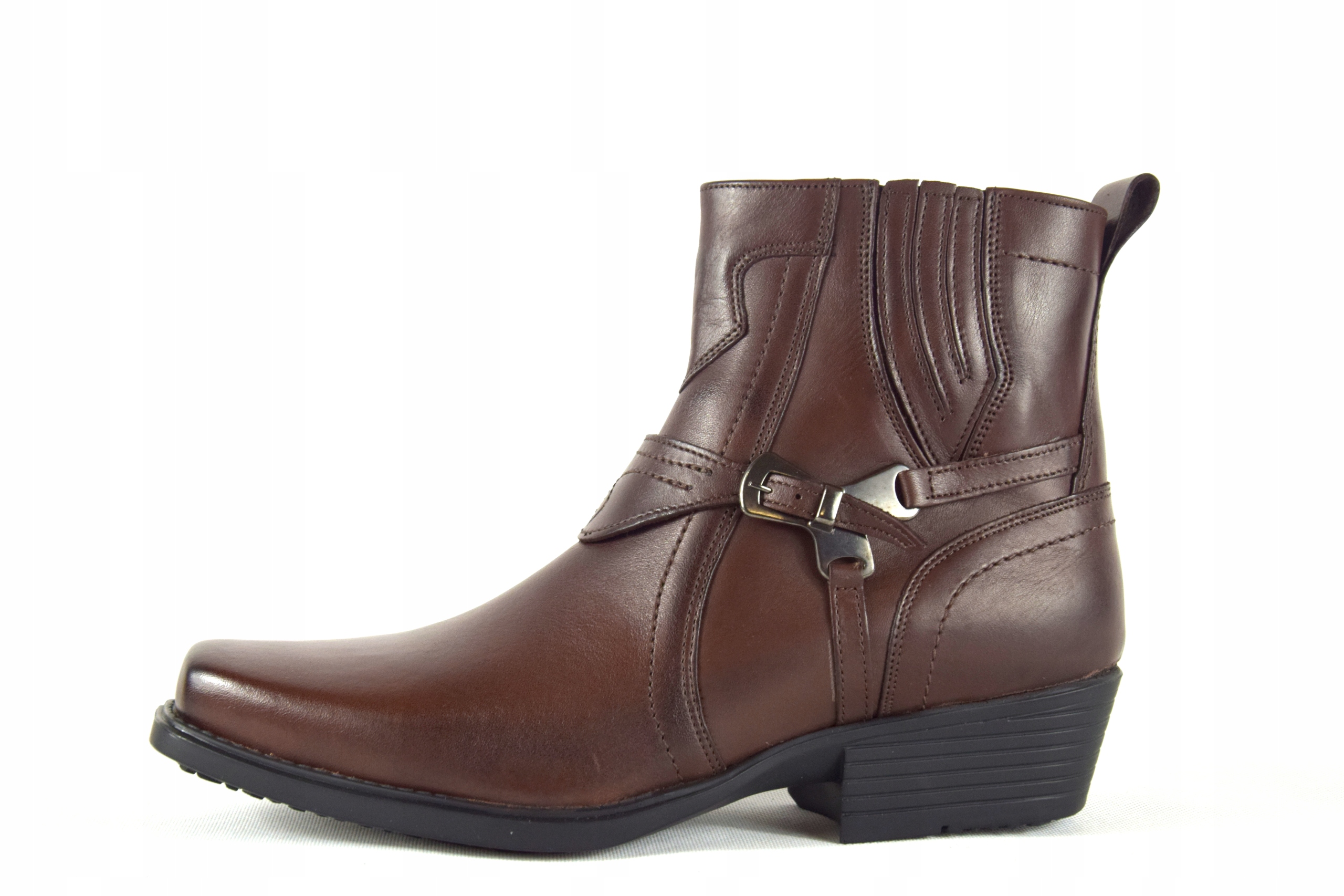 KOWBOJKI MĘSKIE DŁUGIE SKÓRZANE POLSKIE 680 Długość wkładki 27.5 cm