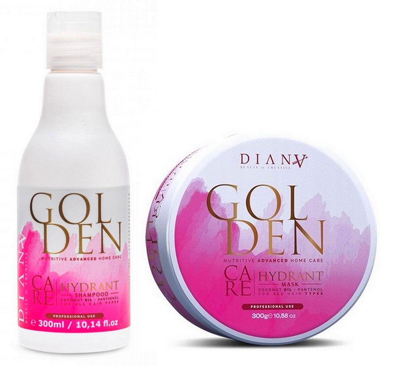 Diana Golden Zestaw po Nanoplastii Złote Proteiny Szampon 300ml Maska 300g