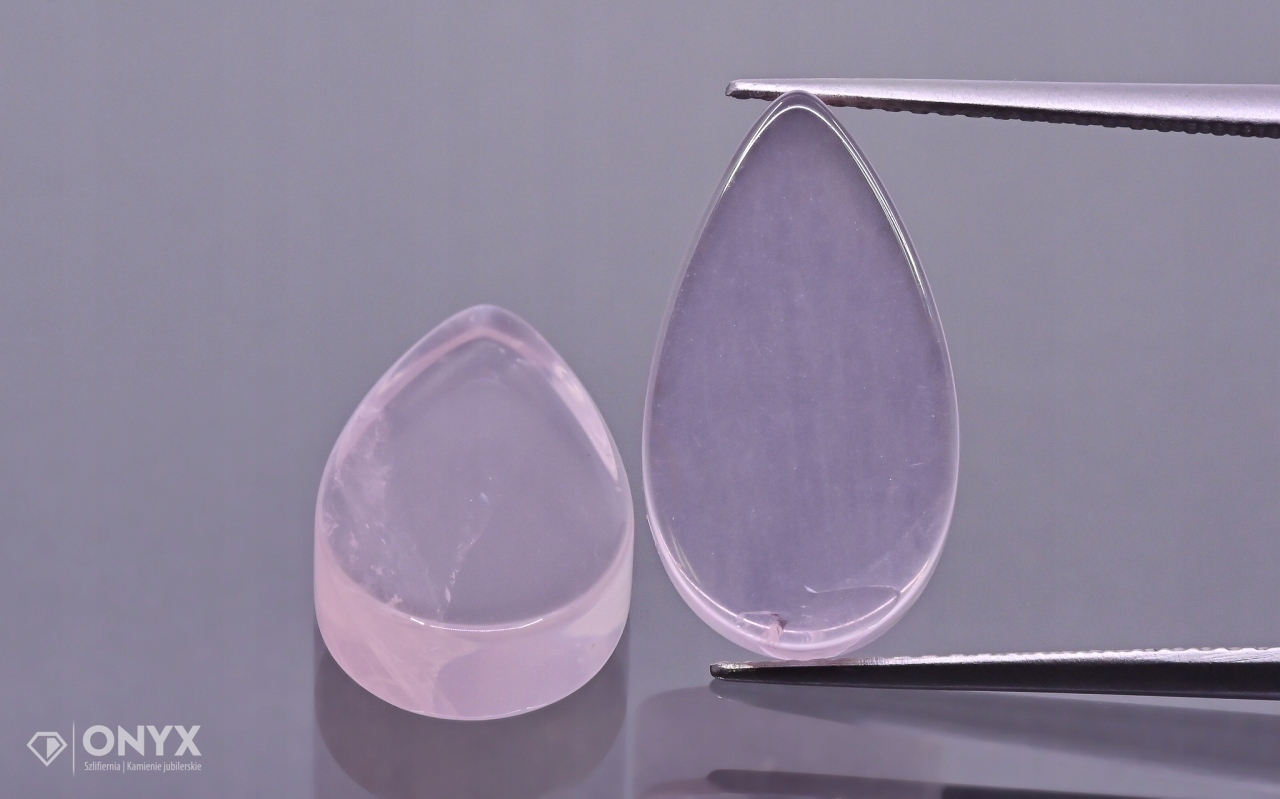 Křemen růžový mělký Para slza 17,5x10 mm